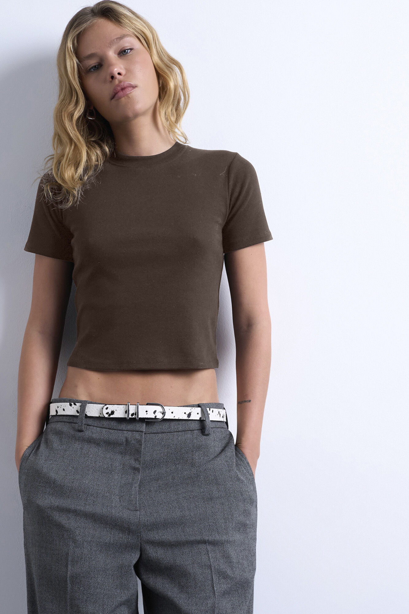 Topshop Camiseta corta b&aacute;sica de manga corta