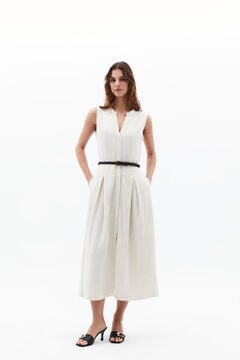 Oxxo Vestido largo camisero con cintur&oacute;n trenzado