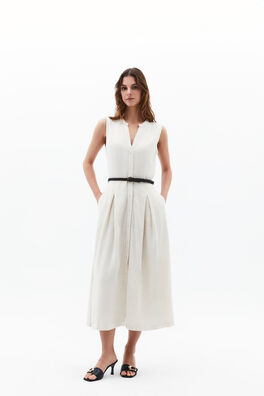 Vestido largo camisero con cinturón trenzado