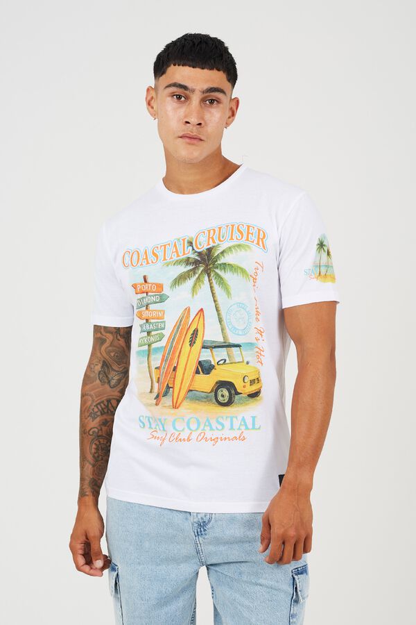 Brave Soul Printed short sleeve T-shirt white