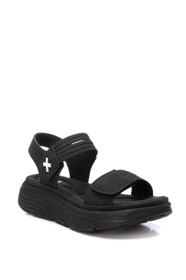XTI Elastic strap velcro sandal black
