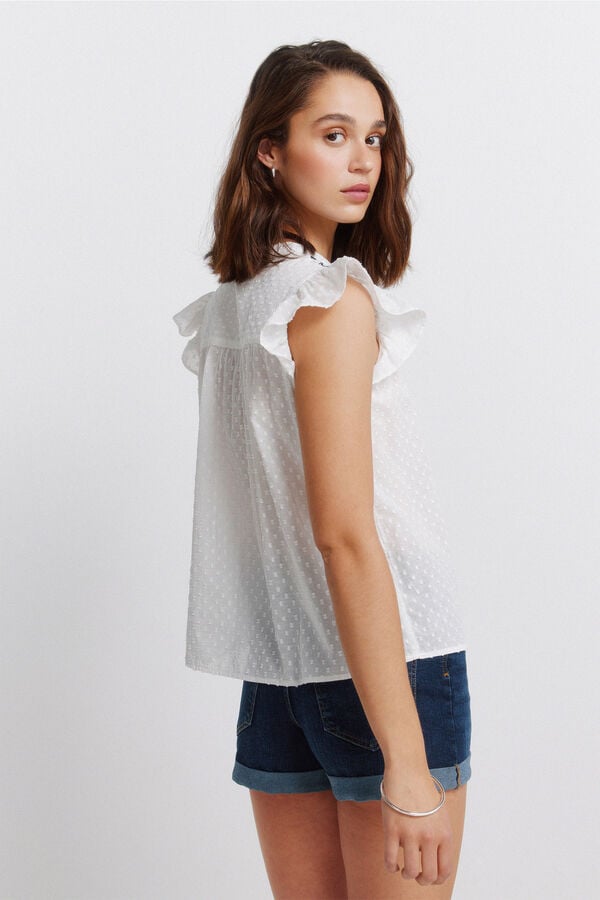 Springfield Blouse &agrave; volants en plumetis blanc