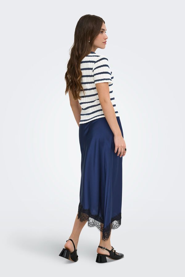 Only Saia assim&eacute;trica midi azul
