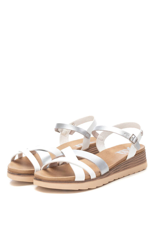 XTI Intertwined strap wedge sandal white
