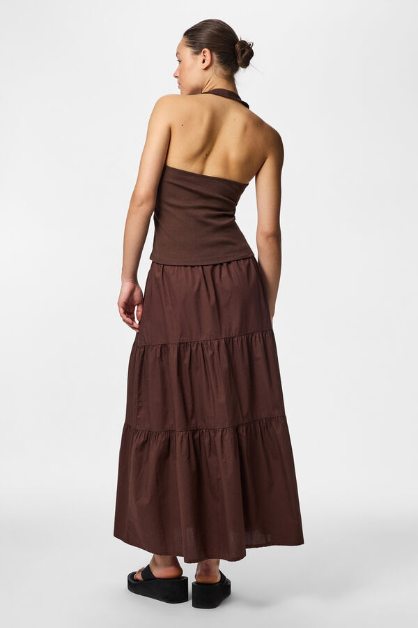 Pieces Panelled long skirt red