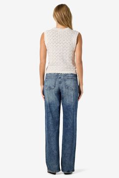 Noisy May Top de malha pointelle sem mangas