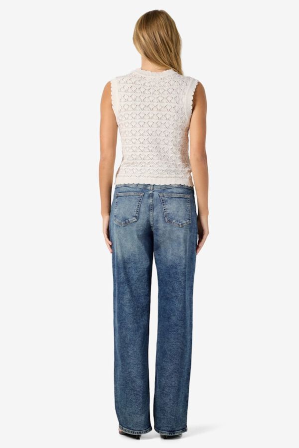 Noisy May Sleeveless pointelle knit top grey