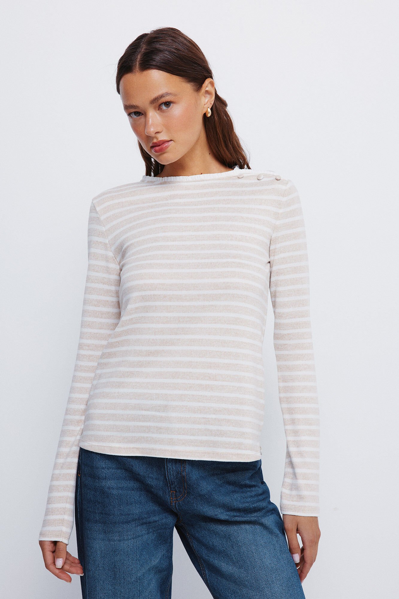 Springfield T-shirt com bot&otilde;es e gola alta 