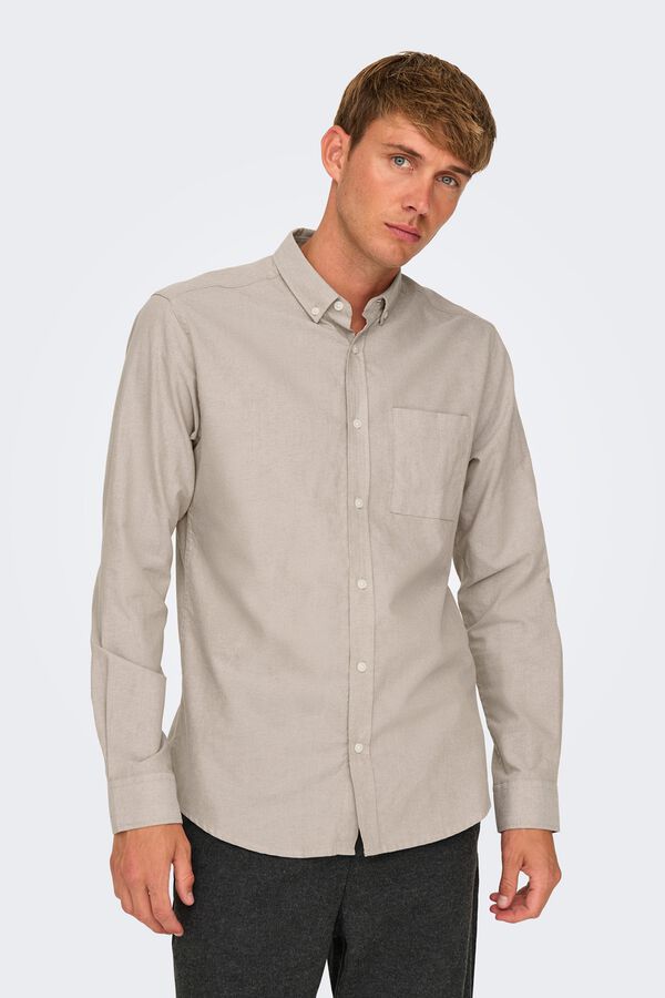 Only & Sons Camisa manga larga gris