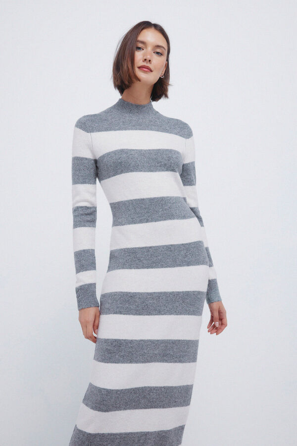 Springfield Kodak jersey-knit striped midi dress grey