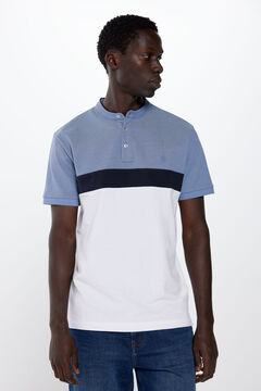 Springfield Polo majica slim kroja od pikea s blokovima boja indigoplava