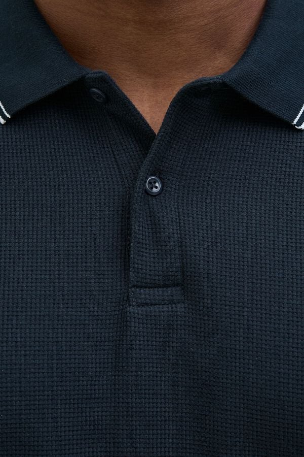 Jack & Jones PLUS Polo regular punto piqu&eacute; azul