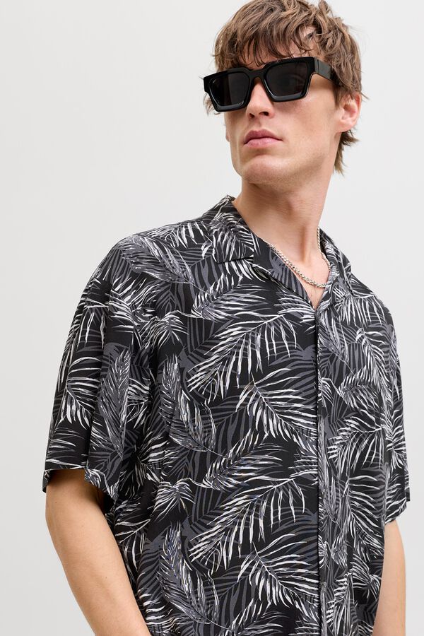 Jack & Jones Relaxed Fit Viskose-Hemd Schwarz