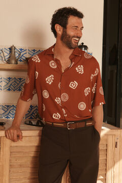 Springfield Printed viscose short sleeve shirt