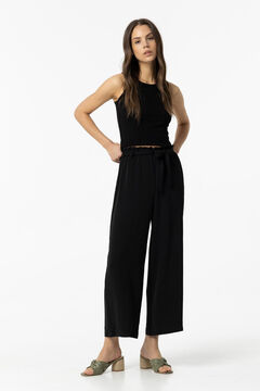 Springfield Wrinkled effect paperbag trousers with belt black