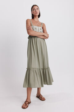 Springfield Embroidered strap midi dress