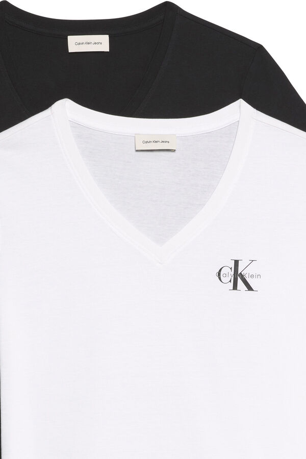 Calvin Klein Pack 2 camisetas cuello pico CK. negro