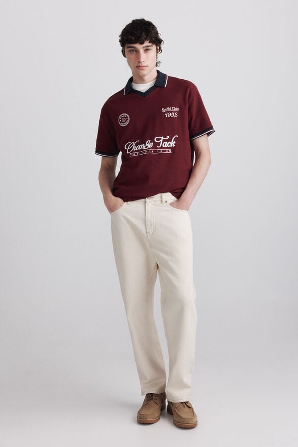 Springfield Contrast regular fit sports polo shirt red