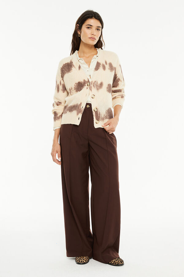 System Action C&aacute;rdigan punto estampado beige