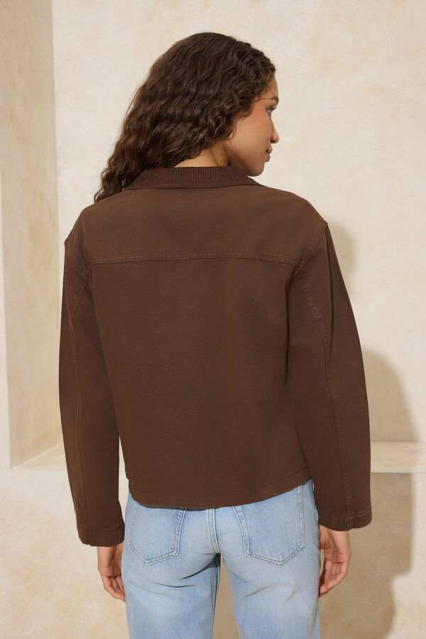 Trendyol Cazadora corta con cuello de pana tostado