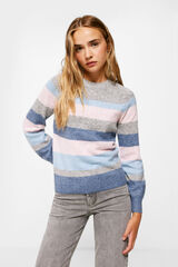 Springfield Vuneni pulover s color block prugama Siva