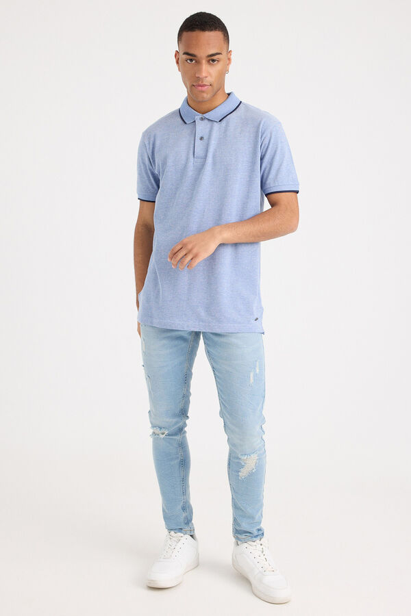 Inside Contrast piqu&eacute; polo shirt blue