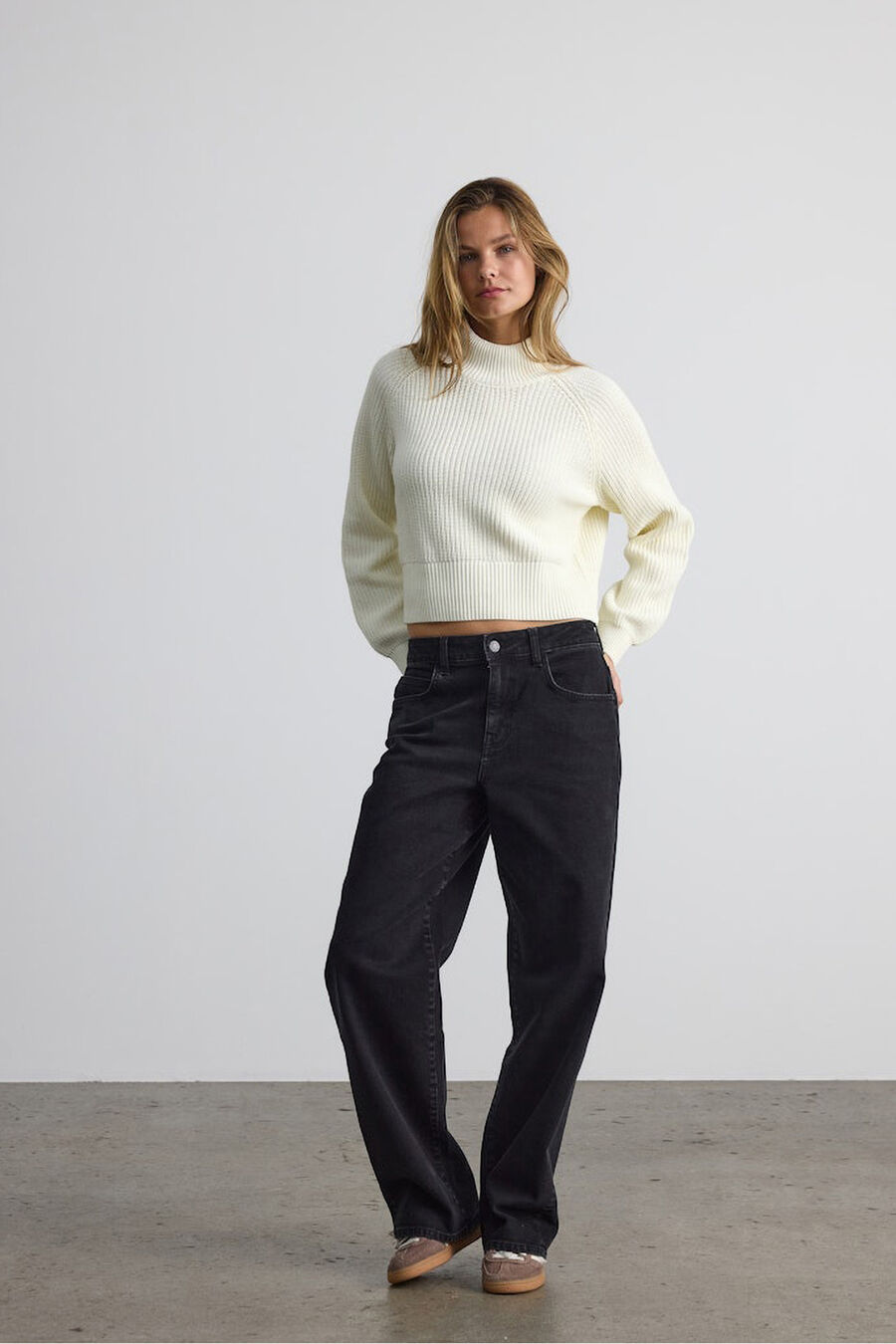 jersey cuello alto canalé