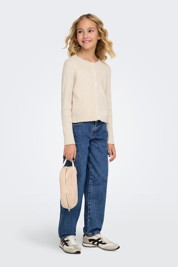 Only Girls Soft round neck cardigan gris