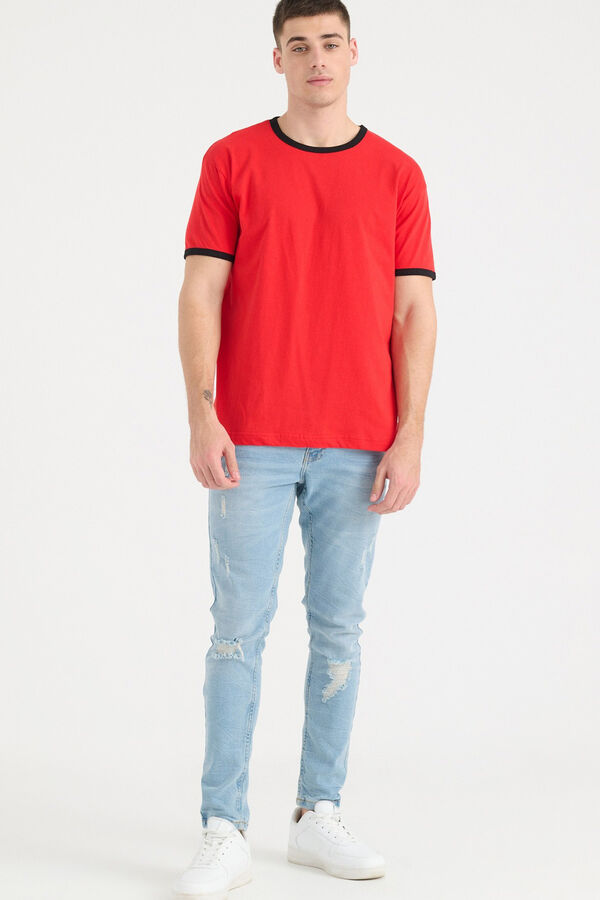 Springfield T-shirt básica com contrastes vermelho real