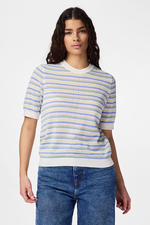 Pieces Fine knit short sleeve jumper white