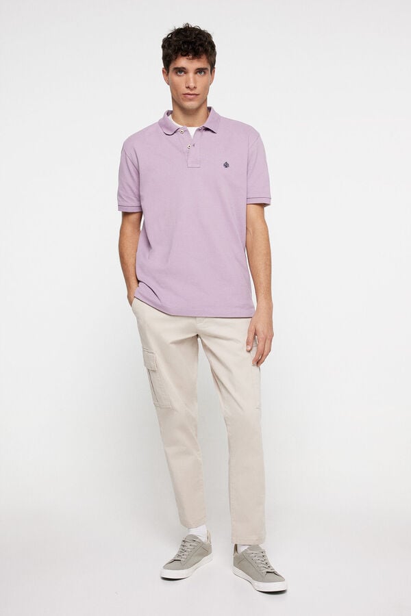 Springfield Essential regular fit piqué polo shirt purple