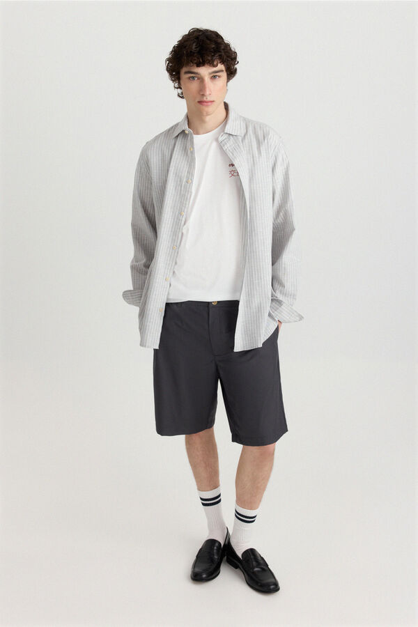Springfield Striped linen shirt grey