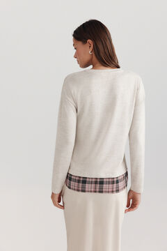 Springfield Long sleeve mixed fabric T-shirt