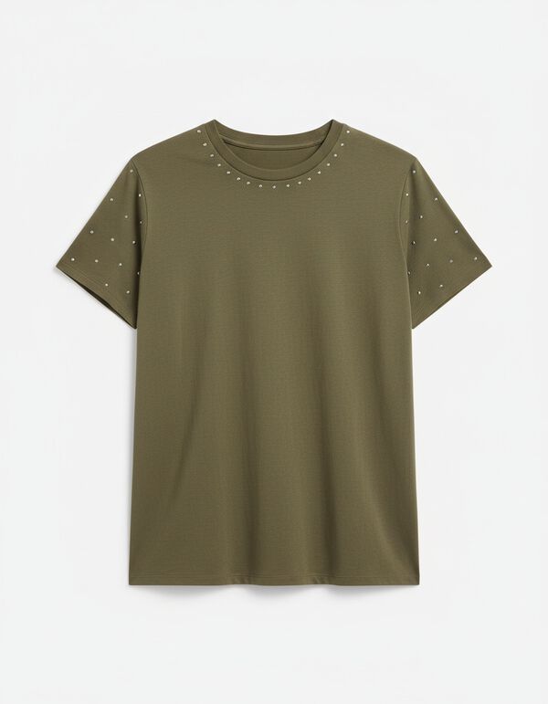 Springfield T-shirt manga curta com tachas cru