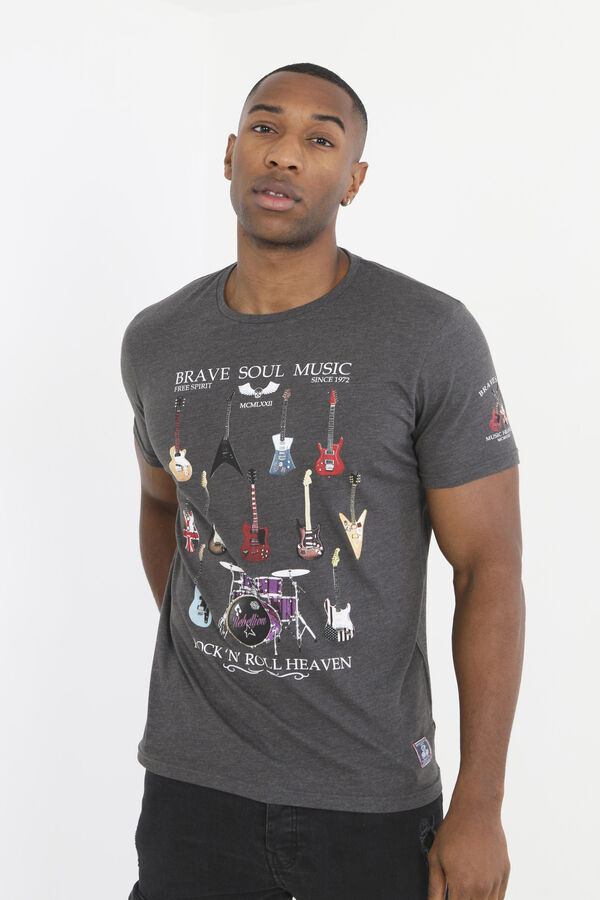 Brave Soul Musical instruments T-shirt grey