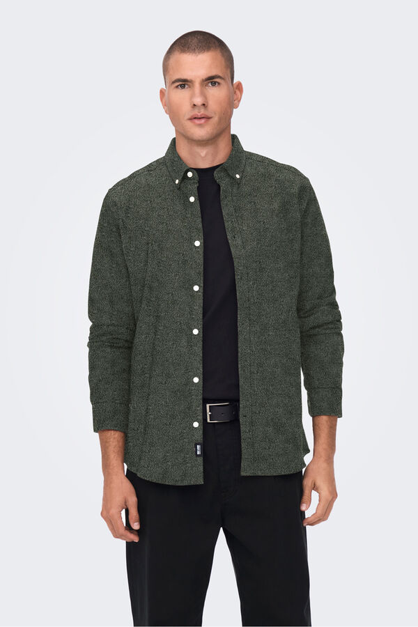 Only & Sons Camisa manga larga verde