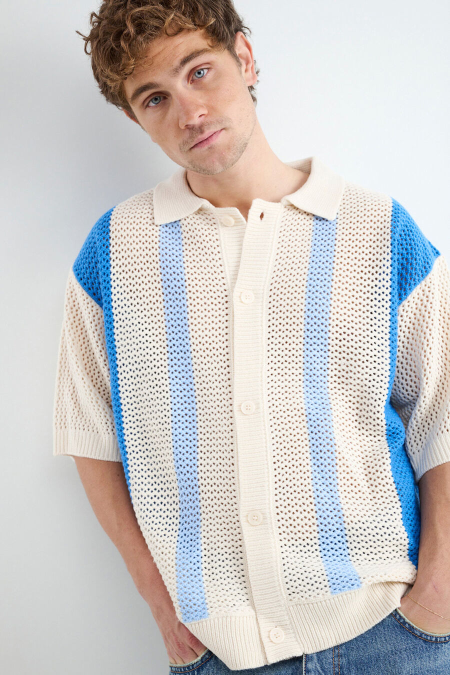 Polo crochet de manga corta