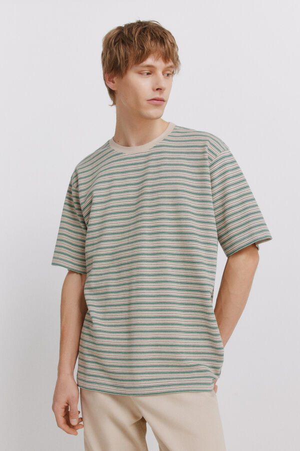Springfield Piqu&eacute; striped T-shirt nude