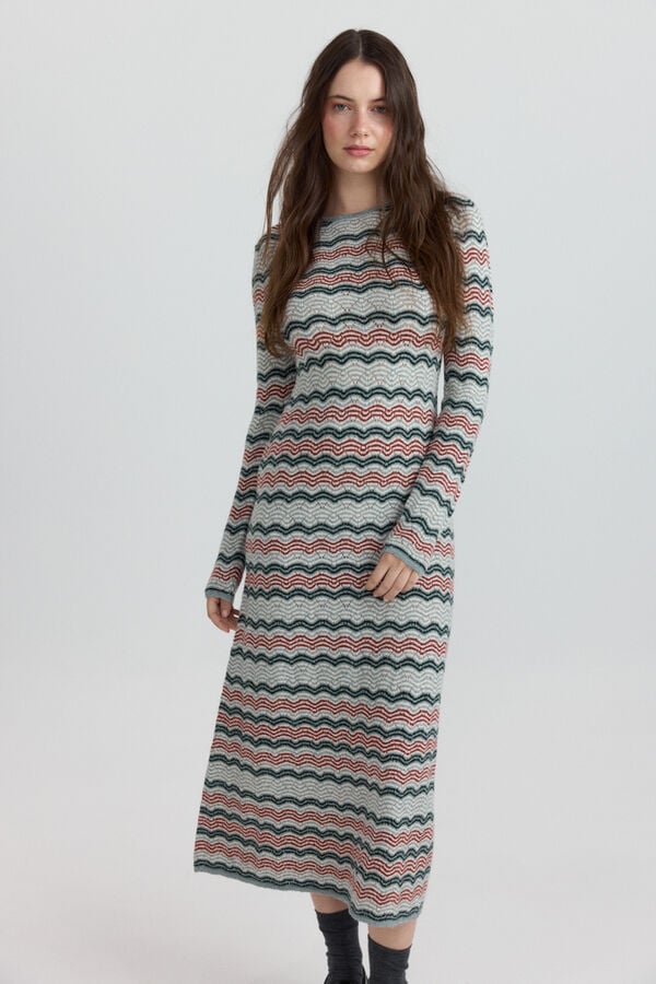 Springfield Midi dress with waves green