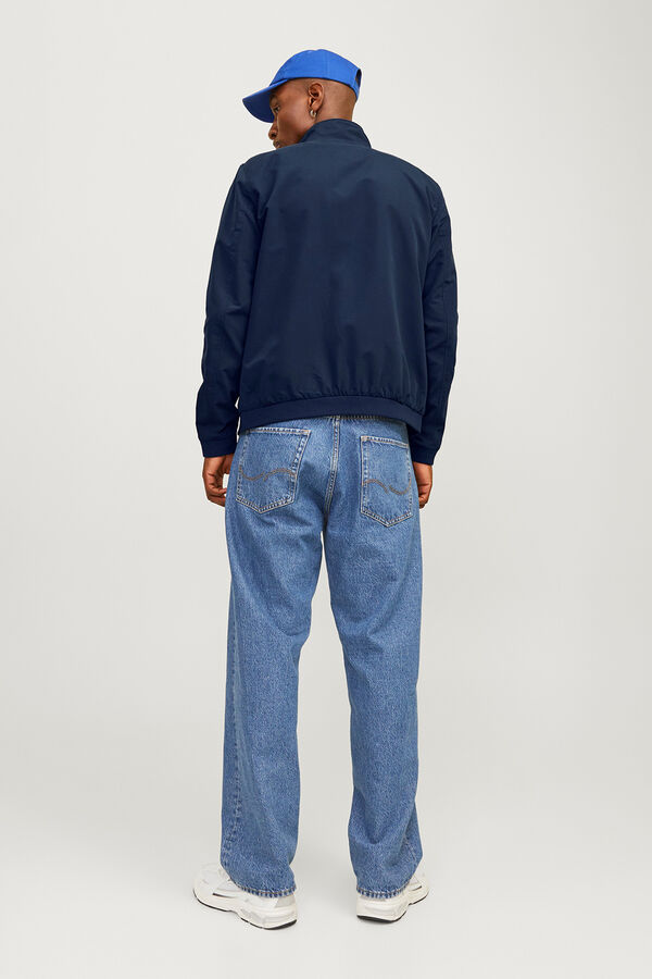 Jack & Jones bomber jacket with high neck blue