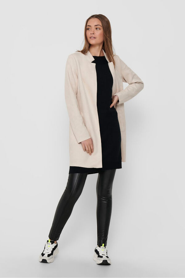 Only Sobretudo de camur&ccedil;a castanho