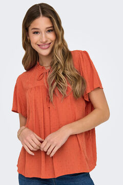 JDY V- neck short sleeve top Crvena