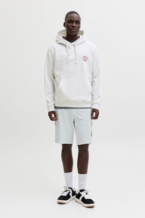 Jack & Jones Regular fit fleece cargo Bermuda shorts white