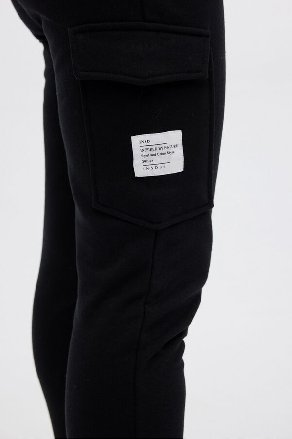 Inside Pantal&oacute;n Jogger Cargo De Felpa negro