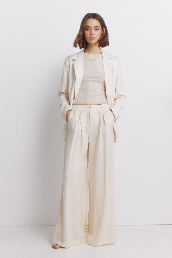 Springfield Pleated wide-leg trousers nude