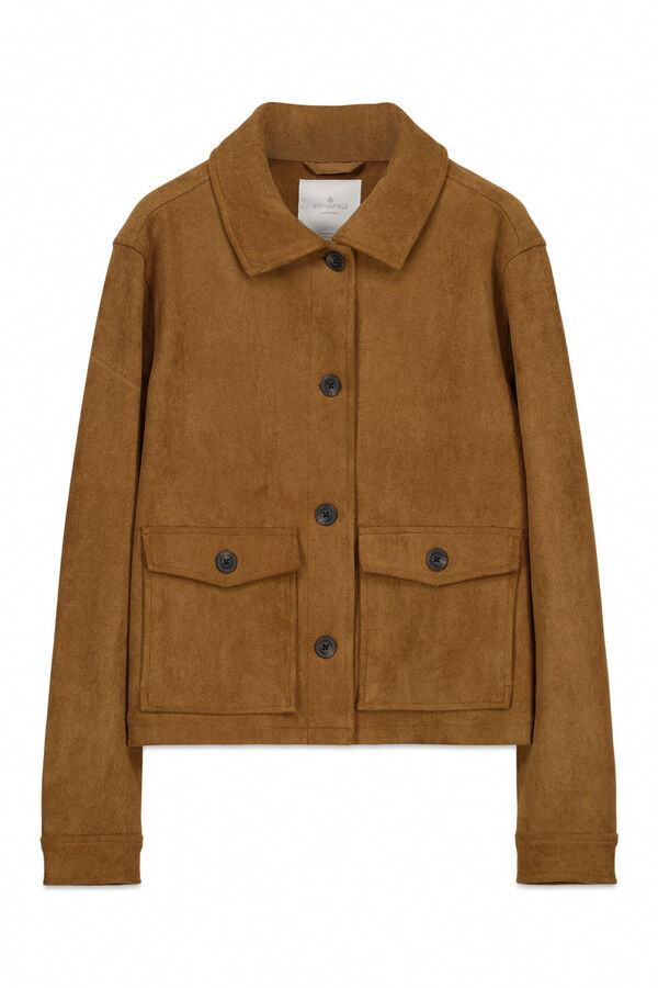 Springfield Casaco de camur&ccedil;a com bolsos vison