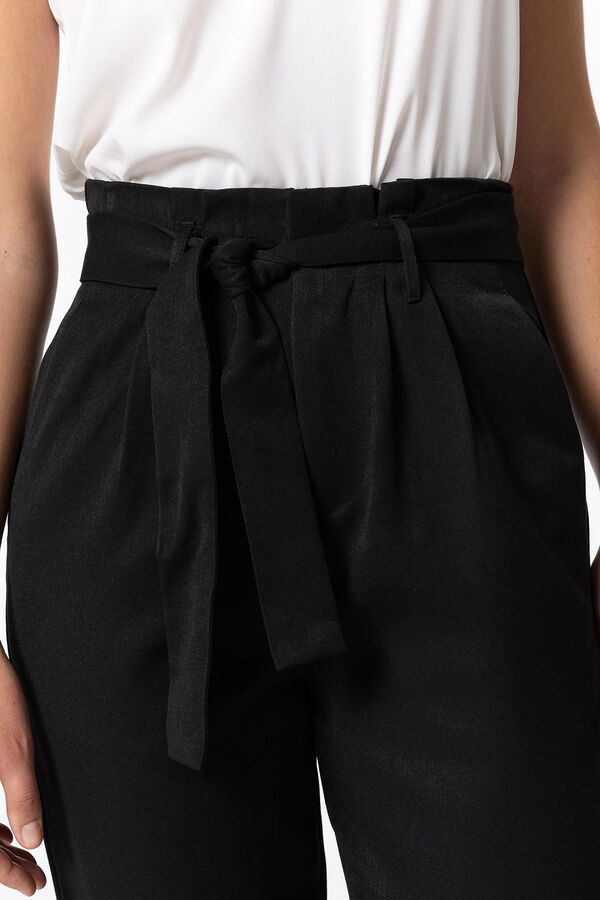 Springfield Paper bag trousers with belt black