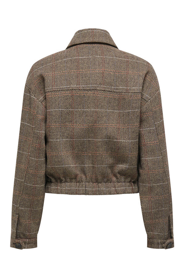 Only Chaqueta de cuadros marr&oacute;n