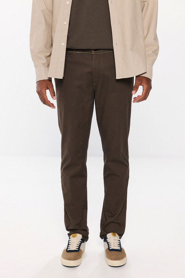 Springfield Pantalon chino imprimé slim fit couleur