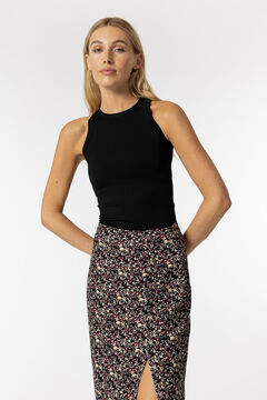 Springfield Floral print midi skirt black